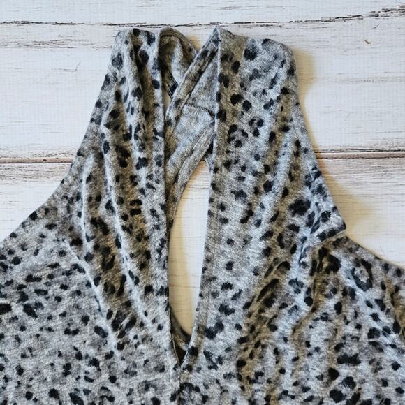 Old Navy Leopard Print Halter Gray Midi Dress sz Large - Picture 2 of 6